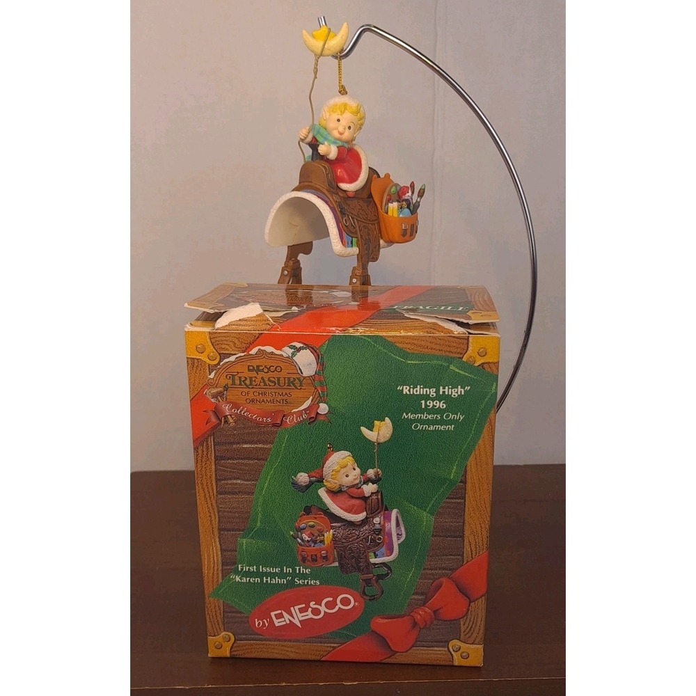 Enesco Member Ornament‎ 1996 Riding High Elf on Saddle Karen Hahn 1st in Series